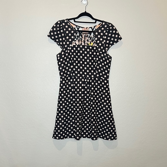 Maeve Dresses & Skirts - Anthropologie Maeve Polka Dots Dress Black and White with cutouts size 12